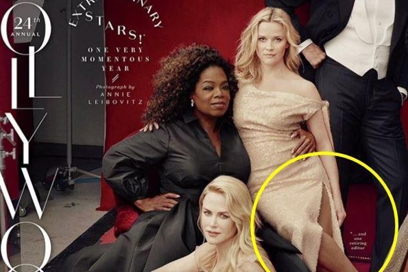 Error de Photoshop en portada de Vanity Fair, deja a Reese Witherspoon ¡con tres piernas!