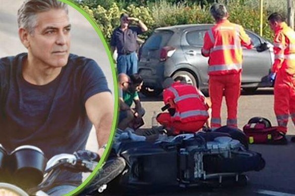 Revelan video del aparatosos accidente en moto de George Clooney 