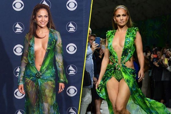 JLo causa furor al usar su icónico vestido verde de Versace... ¡20 años después! 