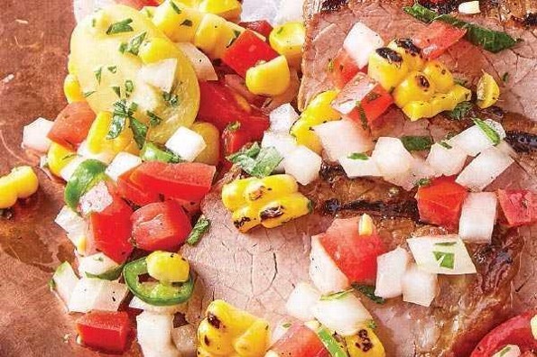 Receta de hoy: Arrachera y pico de gallo con elote