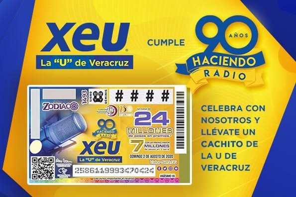 Este domingo, el gran sorteo de la Lotería Nacional por los 90 años de XEU