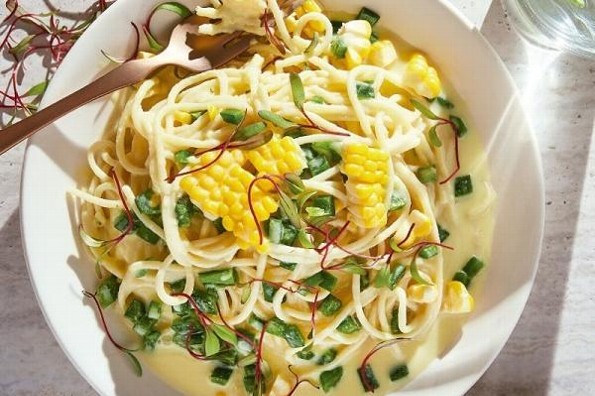 Receta de hoy: Pasta con crema de elote y poblano