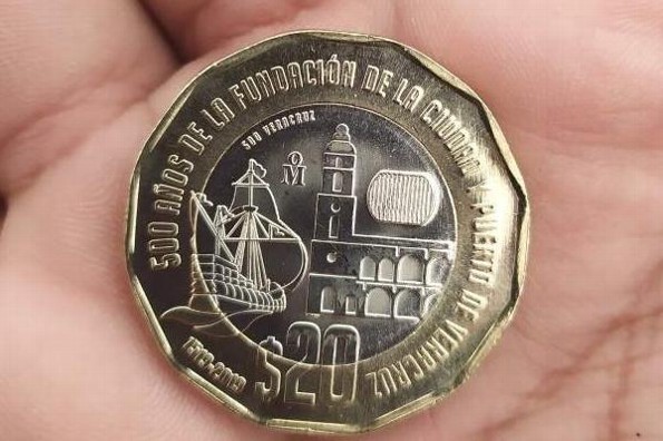 Moneda de 20 pesos de la fundación de Veracruz vale 27 mil en Internet