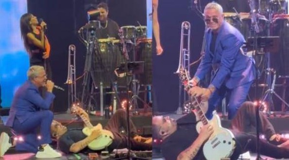 Alejandro Sanz tiró por accidente a su guitarrista y él siguió tocando