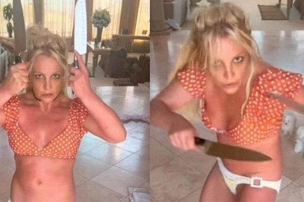 Britney Spears preocupa a fans tras peligroso baile con cuchillos (+video)