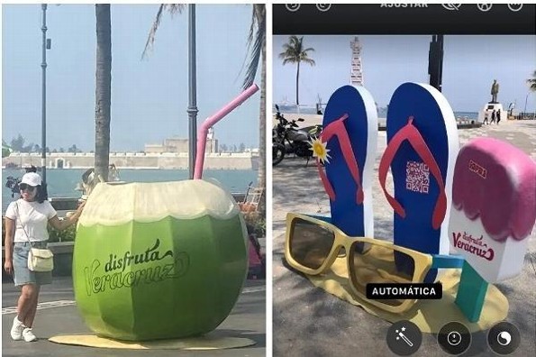 ¡Tómate la foto! Instalan coco gigante, chanclotas y playita en Veracruz  