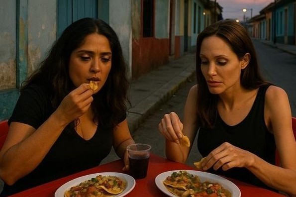 ¿Salma Hayek y Angelina Jolie en La Huaca comiendo picadas?