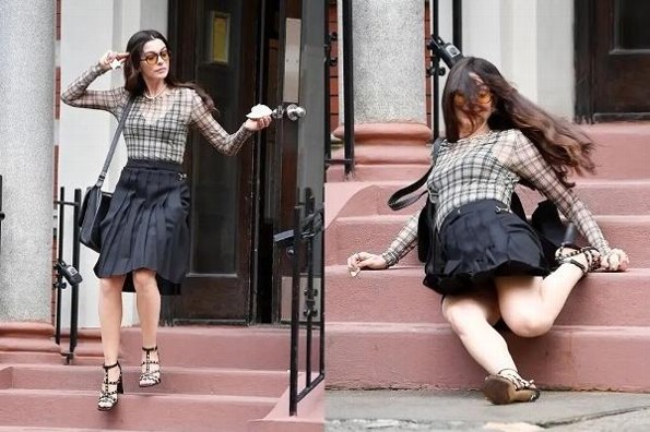 Anne Hathaway sufre caída en filmación de 