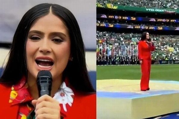 La veracruzana Salma Hayek da la bienvenida en inauguración de la fiesta del futbol 